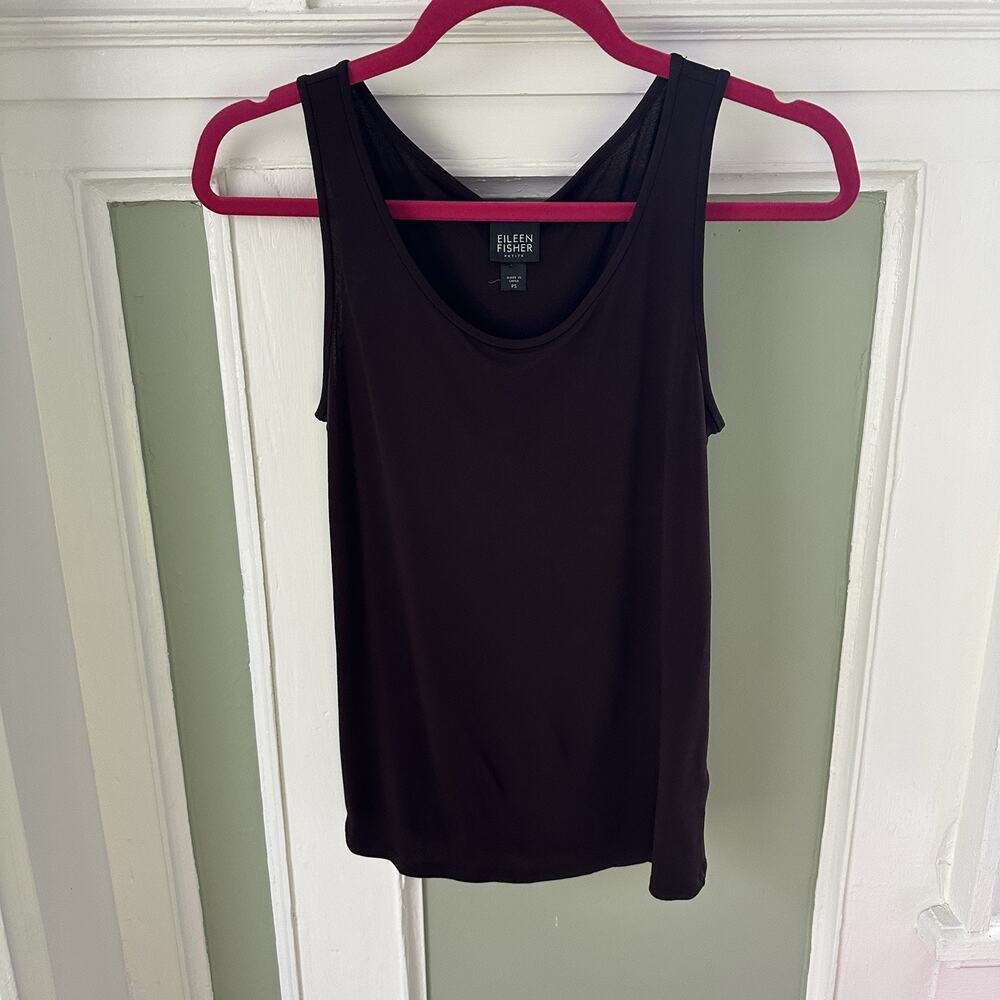 Eileen Fisher Womens 100% Silk Top Size PS Small Wine Minimalist Layering System
